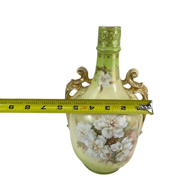 Antique Royal Saxe Germany Porcelain Vase Floral Ornate Handles Home Decor - Picture 3 of 8